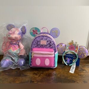 Disney World Loungefly 50th Anniversary It’s A Small World Backpack Mickey Ears